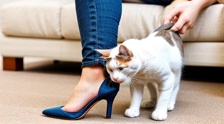 Instruction: how to break a cat of the habit of biting heels.