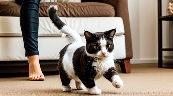 Instruction: how to break a cat of the habit of pouncing on feet. Instruction: how to break a cat of the habit of pouncing on feet.