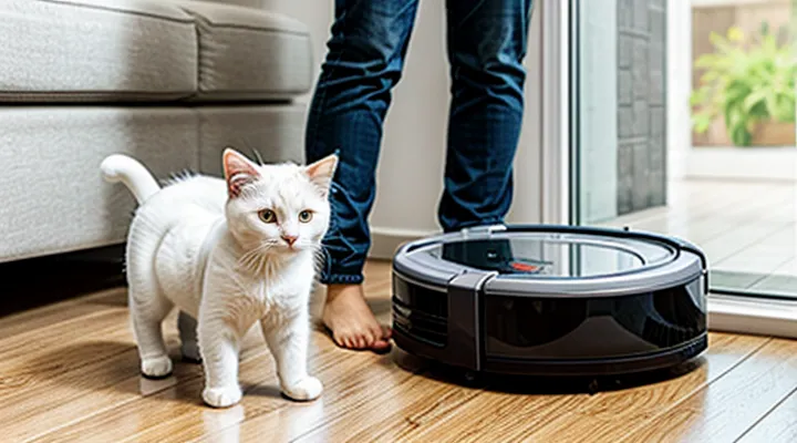 Instruction: how to get a cat used to a robot vacuum cleaner.