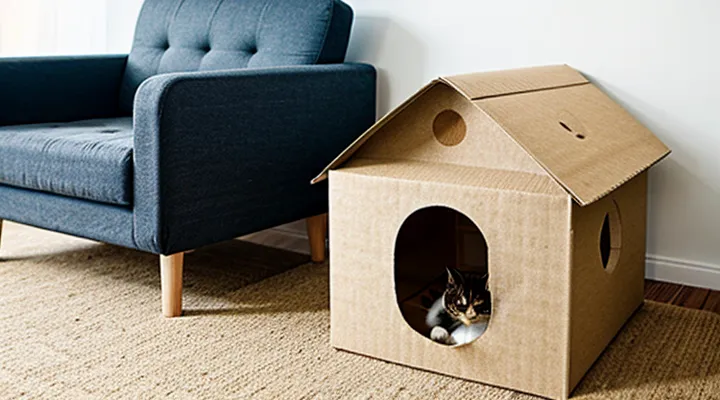 Instruction: how to make the perfect cat house out of a cardboard box.