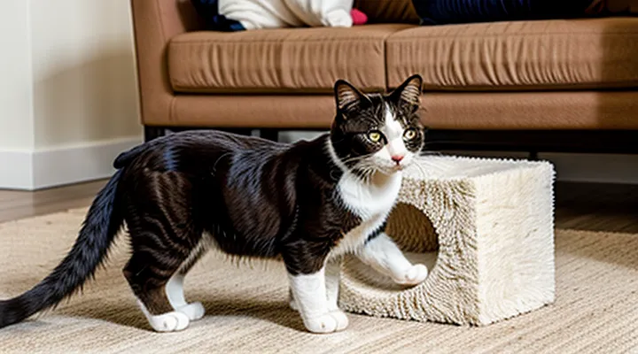 Instruction: how to redirect a cat's attention from furniture to a scratching post. Instruction: how to redirect a cat's attention from furniture to a scratching post.