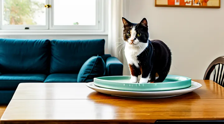 Instruction: how to teach a cat not to jump on the dining table.