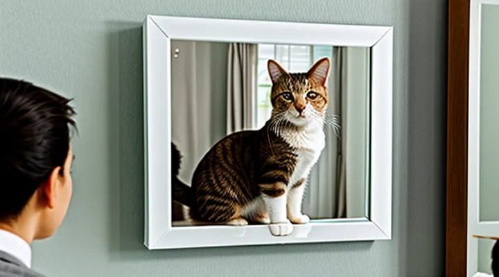 Instruction: how to tell if a cat recognizes itself in the mirror.