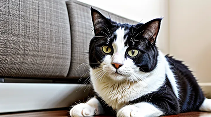 Instruction: how to tell if your cat is too fat and how to help it.