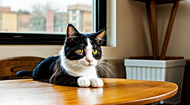 Instruction: how to train a cat not to beg for food from the table.