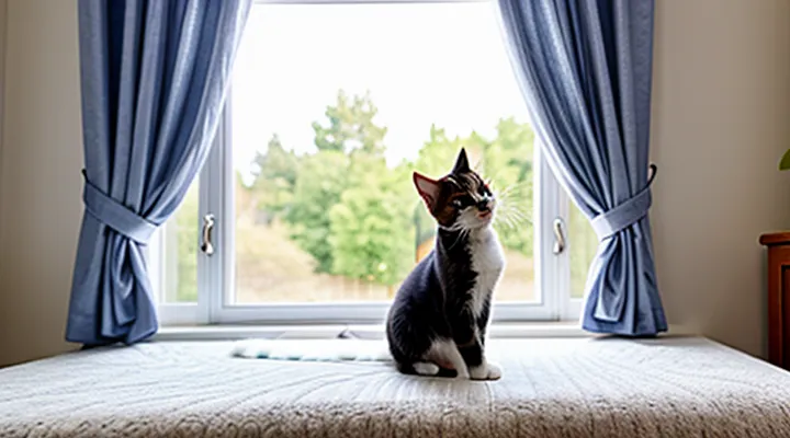 Instruction: how to train a cat not to climb the curtains.