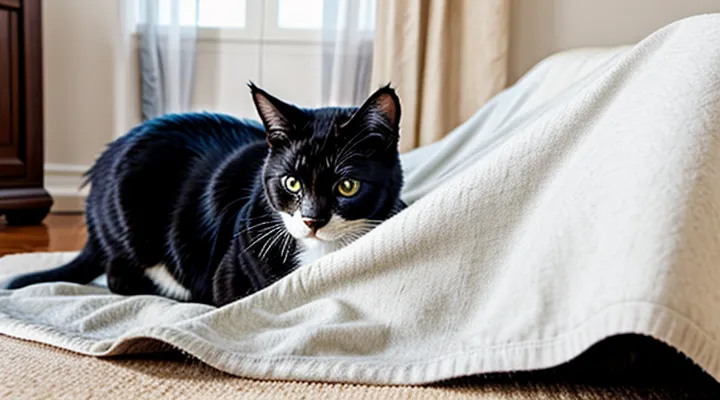 Instruction: how to train a cat not to hunt your feet under the blanket.