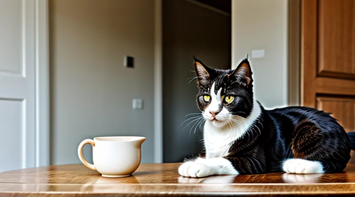 Instruction: how to train a cat not to rummage on tables for food.