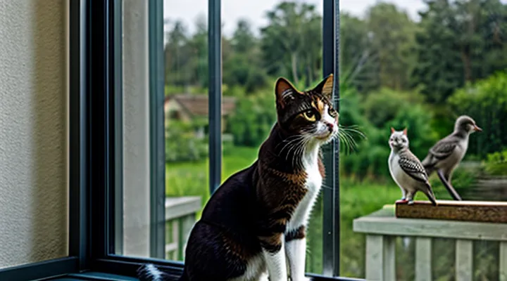 Instruction: how to understand that a cat is «talking» to the birds outside the window.