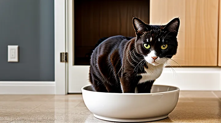 Instruction: what to do if a cat doesn't want to eat from a new bowl.