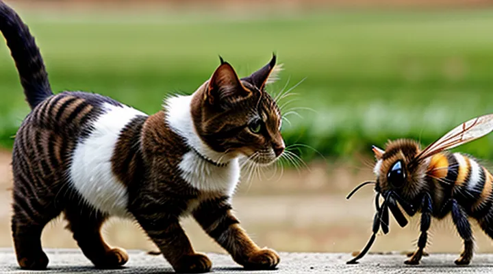 Instruction: what to do if a cat has eaten a wasp or a bee.