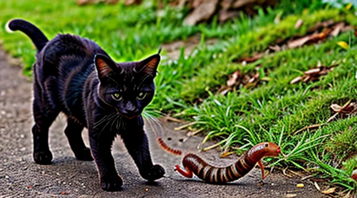 Instruction: what to do if a cat has eaten an earthworm.