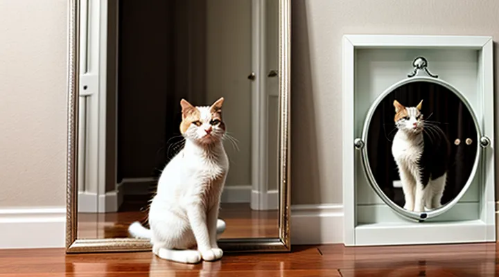 Instruction: what to do if a cat is afraid of mirrors.