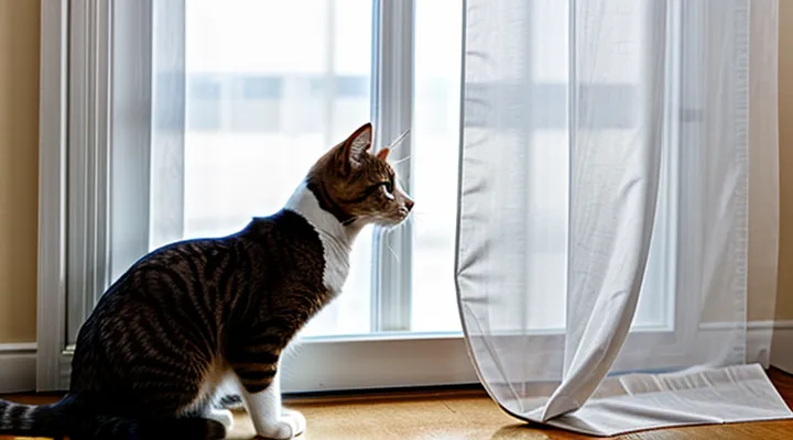 Instruction: what to do if a cat is tearing the curtains.