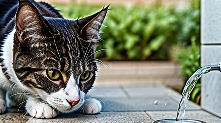 Instruction: why a cat drinks water with its paw.