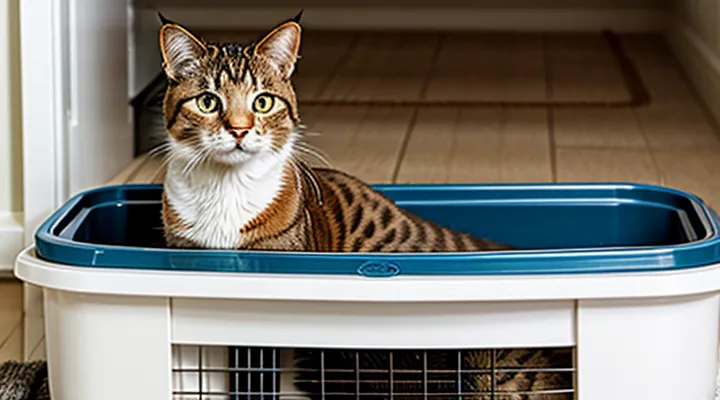 Instruction: why a cat looks at you when it uses the litter box.