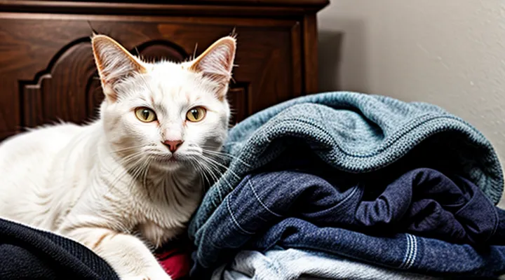 Instruction: why a cat loves to sleep on stacks of clothes so much.