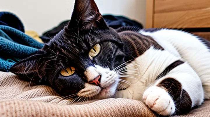Instruction: why a cat sleeps cuddling with your clothes.