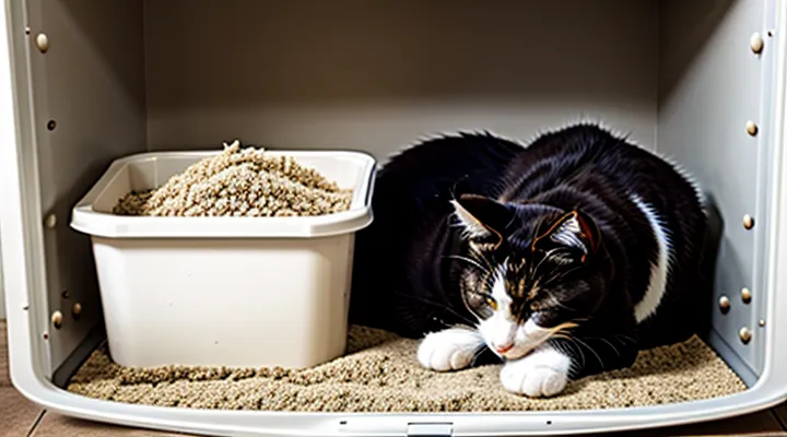 Instruction: why a cat sleeps in the litter box.