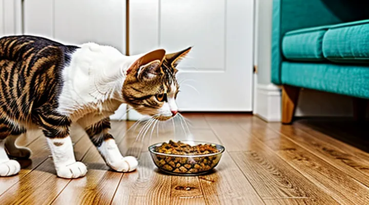 Instruction: why a cat takes food out of the bowl and eats it on the floor.